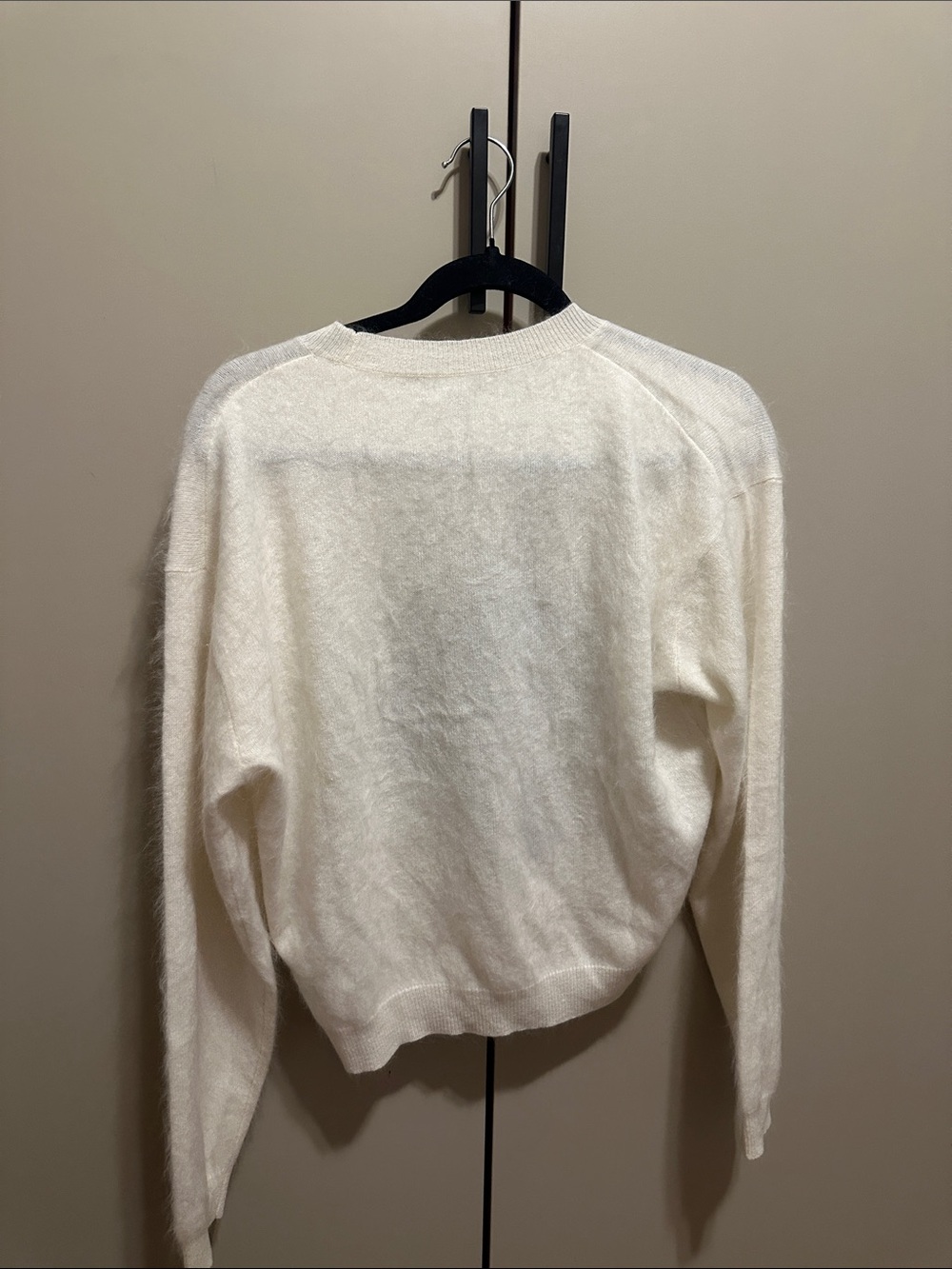 J. Crew cashmere Cream Crewneck Sweater with Black Floral Motif - Picture 6 of 6